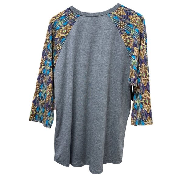 LULAROE Randy Tunic Tee Size 3XL Gray Boho Print 3/4 Sleeves Casual Top NWT - Picture 6 of 9
